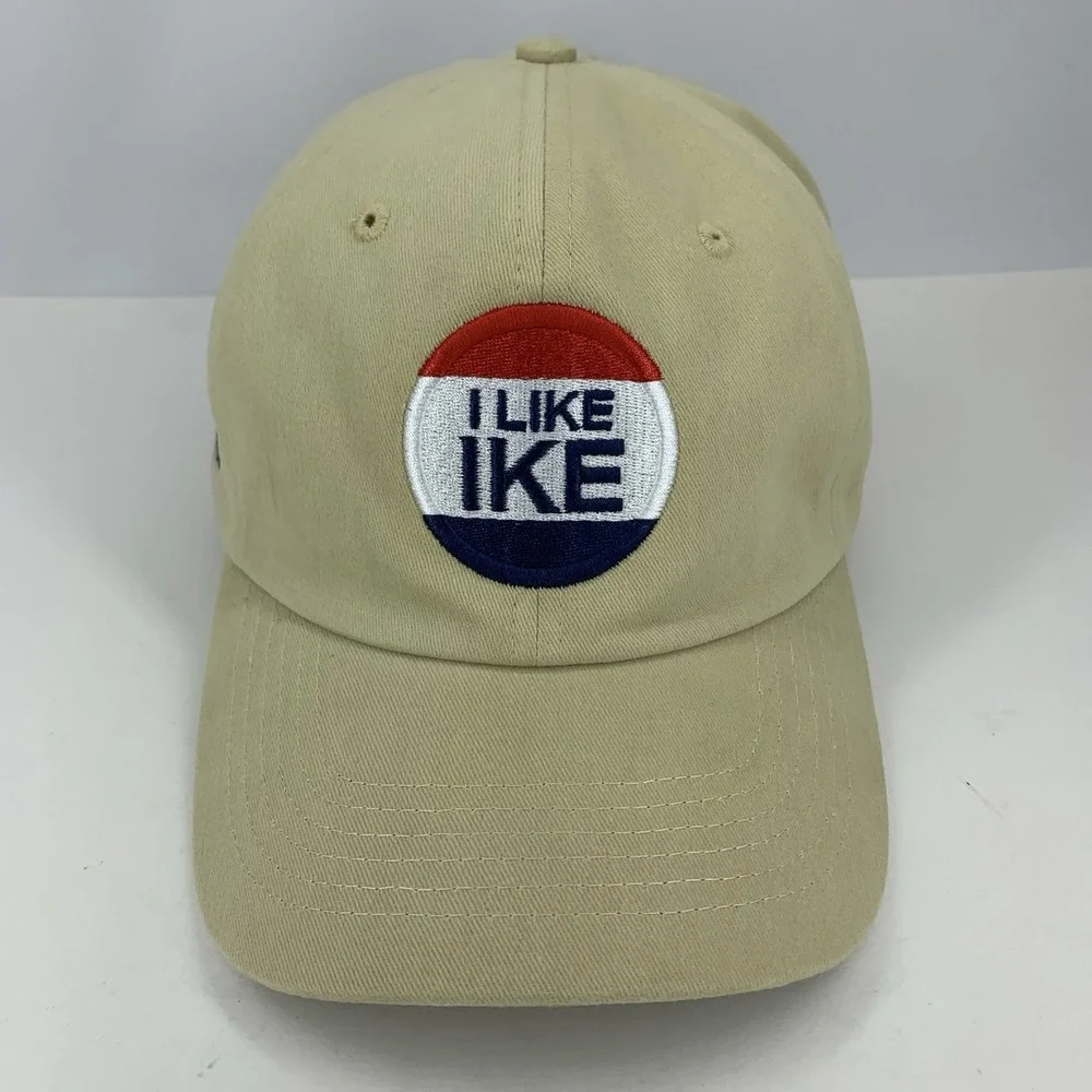 I Like Ike Hat Eisenhower Foundation Abilene KS Adjustable Beige Baseball Cap